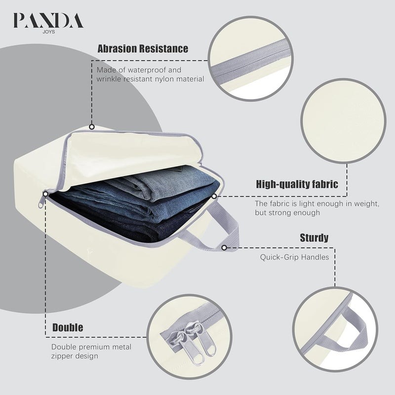 PANDA JOYS 4 Set Compression Packing Cubes Travel - Travel Accessories Expandable Packing Organizers for Carry On - Essentials Luggage Bags - Beige - Image 4